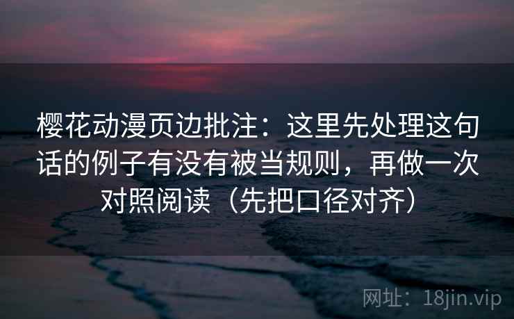 樱花动漫页边批注：这里先处理这句话的例子有没有被当规则，再做一次对照阅读（先把口径对齐）