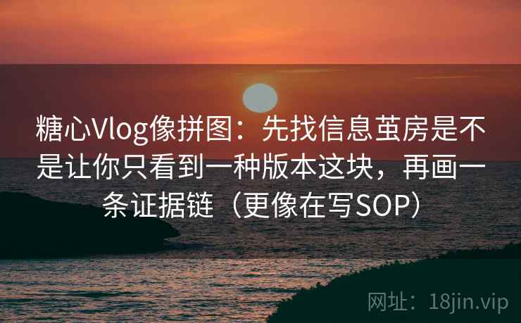 糖心Vlog像拼图：先找信息茧房是不是让你只看到一种版本这块，再画一条证据链（更像在写SOP）